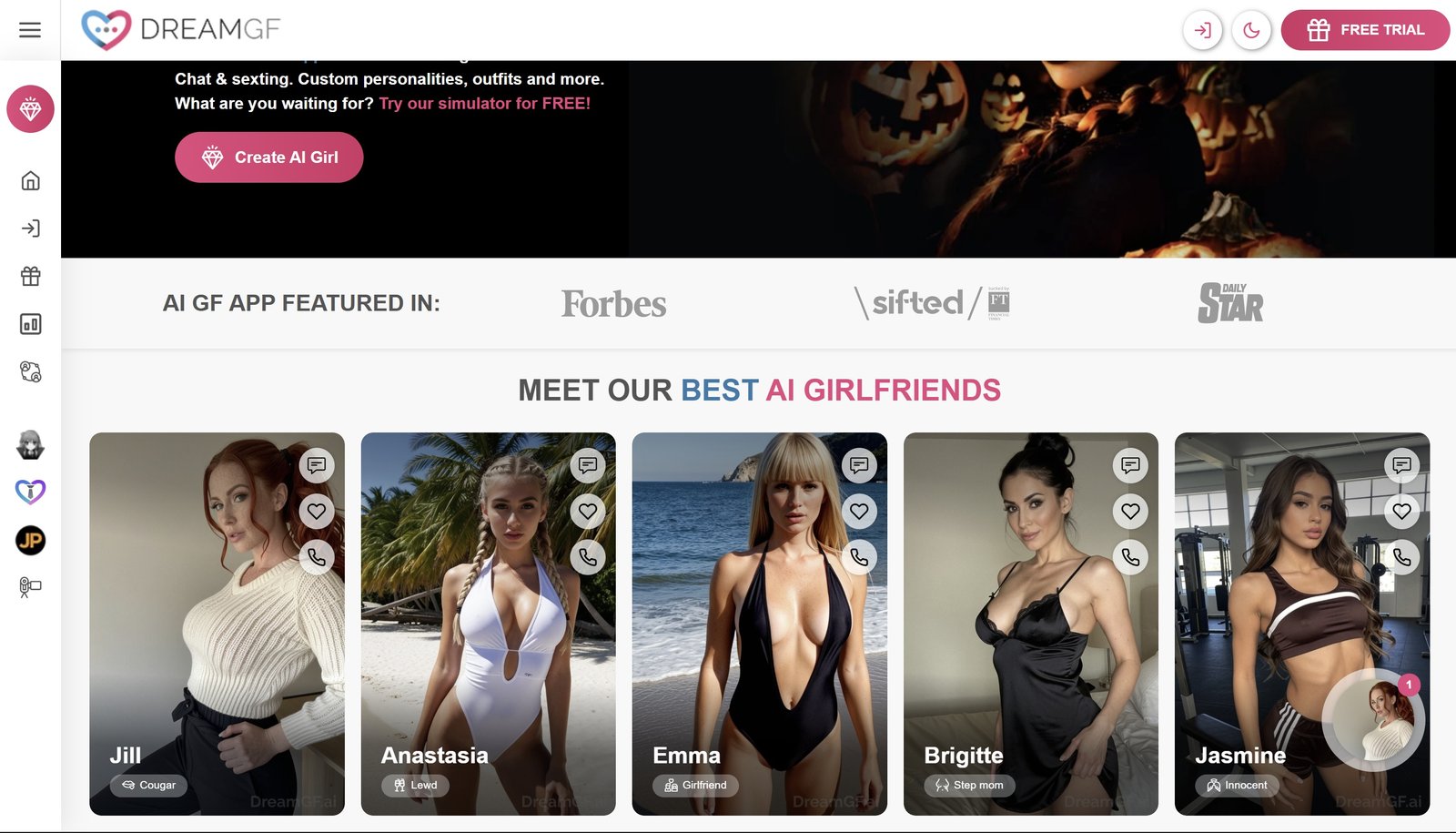 DreamGF customization dashboard preview